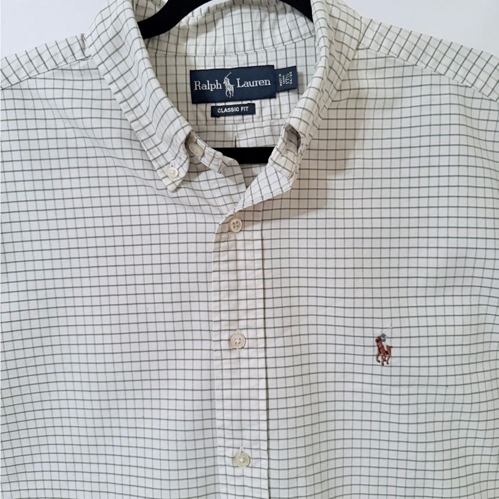 RALPH LAUREN Beige Plaid Button Down XL CLASSIC FIT
